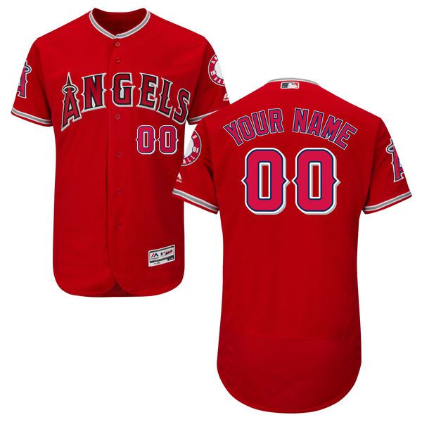 Men Los Angeles Angels of Anaheim Majestic Alternate Red Scarlet Flex Base Authentic Collection Custom MLB Jersey
